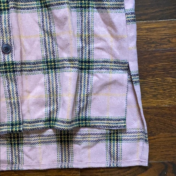 mauve plaid wool blend light flannel jacket - Picture 5 of 7